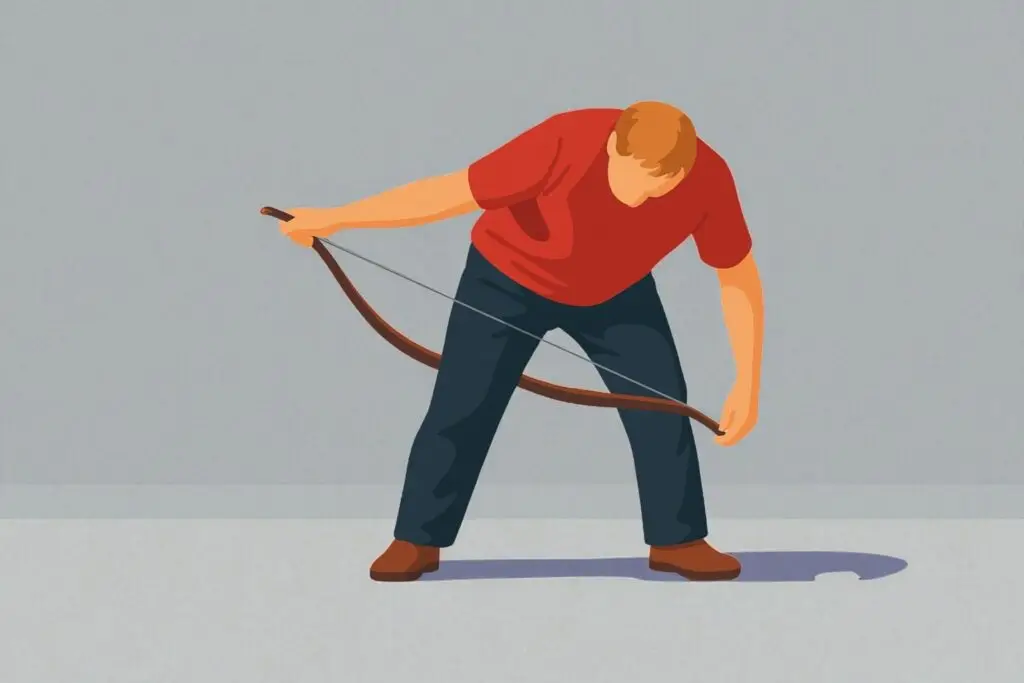 bogensehne spannen mit durschschreite methode