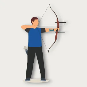 Recurvebogenschütze beim Ankern und halten