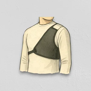 Brustschutz bogenschiessen vor hellem hintergund