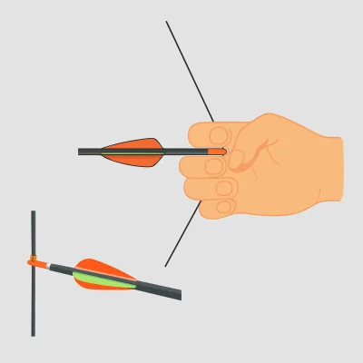 Darstellung Pfeil einlegen und Sehnengriff